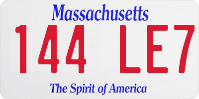 MA license plate 144LE7
