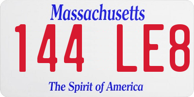 MA license plate 144LE8