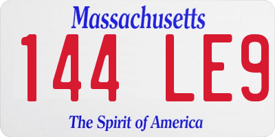 MA license plate 144LE9