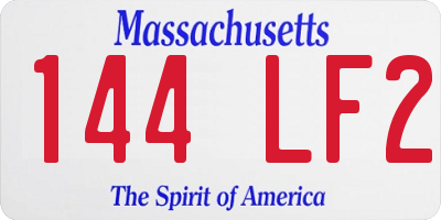 MA license plate 144LF2