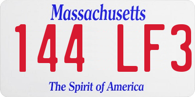MA license plate 144LF3