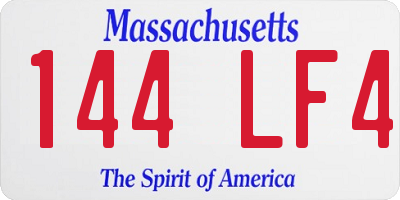 MA license plate 144LF4