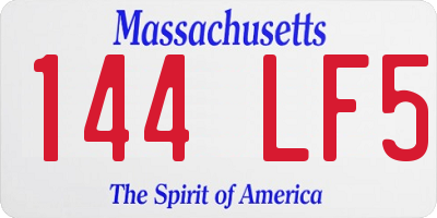 MA license plate 144LF5