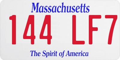 MA license plate 144LF7