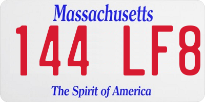 MA license plate 144LF8