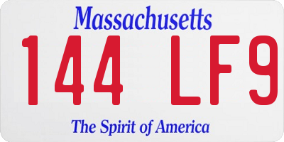 MA license plate 144LF9