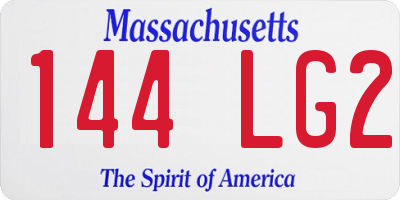 MA license plate 144LG2