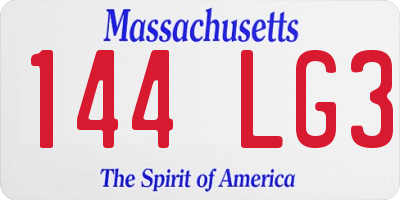 MA license plate 144LG3