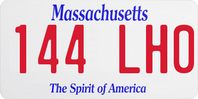 MA license plate 144LH0