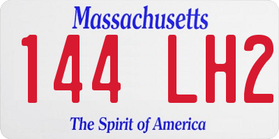 MA license plate 144LH2