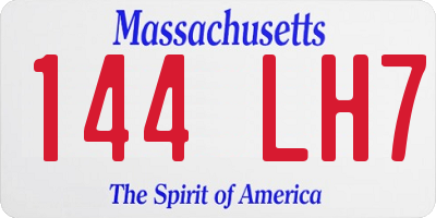 MA license plate 144LH7