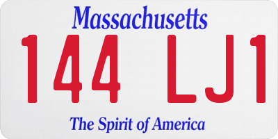 MA license plate 144LJ1