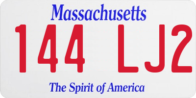 MA license plate 144LJ2