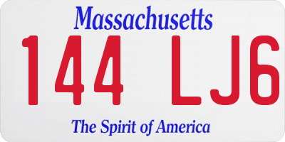 MA license plate 144LJ6