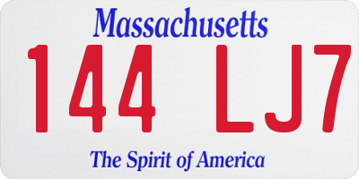 MA license plate 144LJ7