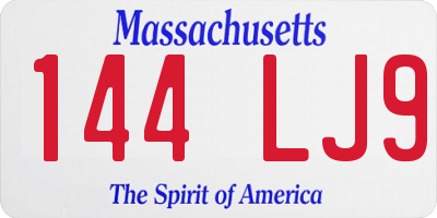 MA license plate 144LJ9