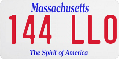 MA license plate 144LL0