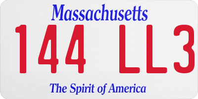 MA license plate 144LL3