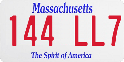 MA license plate 144LL7