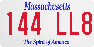 MA license plate 144LL8