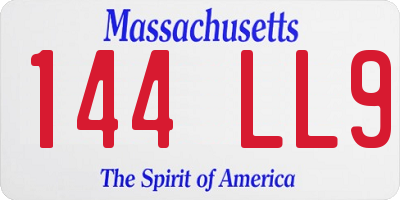 MA license plate 144LL9