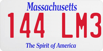 MA license plate 144LM3