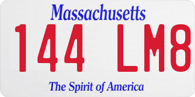 MA license plate 144LM8