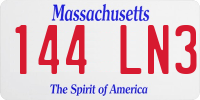 MA license plate 144LN3