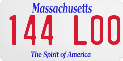 MA license plate 144LO0