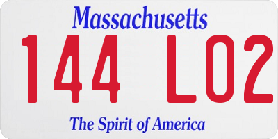MA license plate 144LO2
