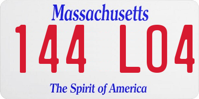 MA license plate 144LO4