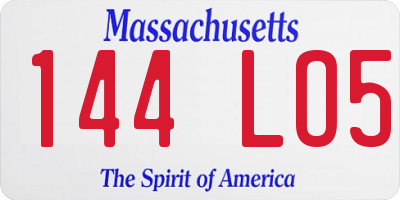 MA license plate 144LO5