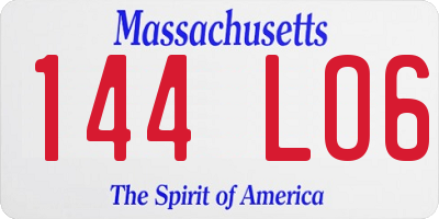 MA license plate 144LO6