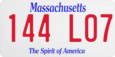 MA license plate 144LO7