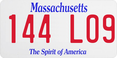 MA license plate 144LO9