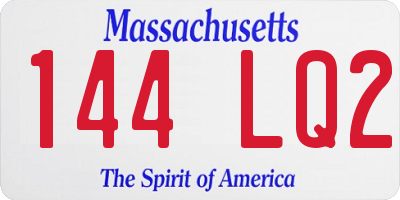 MA license plate 144LQ2