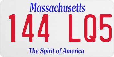 MA license plate 144LQ5