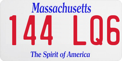 MA license plate 144LQ6