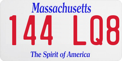 MA license plate 144LQ8