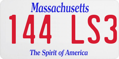 MA license plate 144LS3