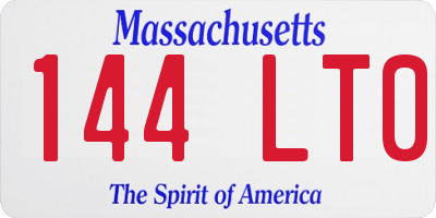 MA license plate 144LT0