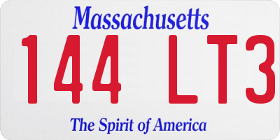 MA license plate 144LT3