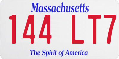 MA license plate 144LT7