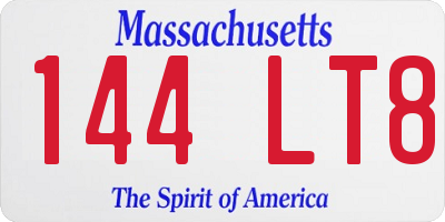 MA license plate 144LT8