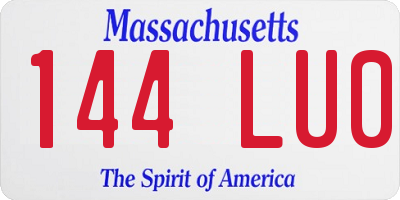 MA license plate 144LU0