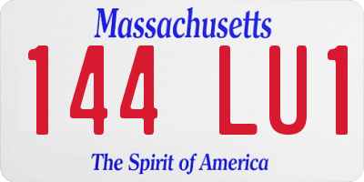 MA license plate 144LU1