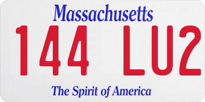 MA license plate 144LU2