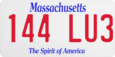 MA license plate 144LU3