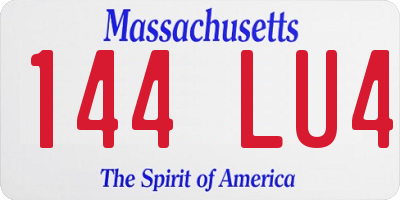 MA license plate 144LU4