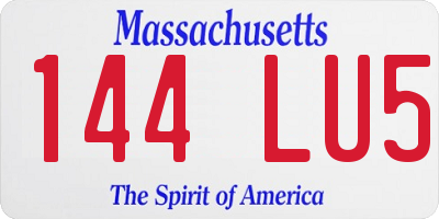 MA license plate 144LU5